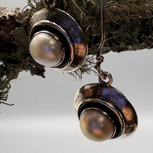 Freshwater Pearl Earrings Artisan made .925